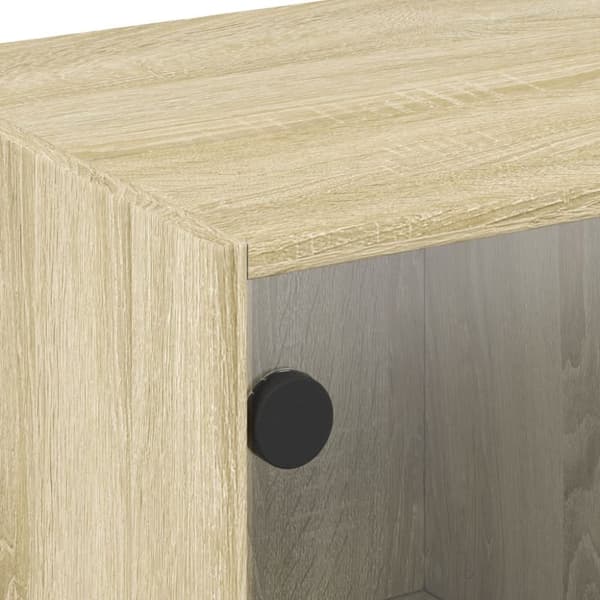 skab med glaslåger 102x37x42 cm sonoma-eg