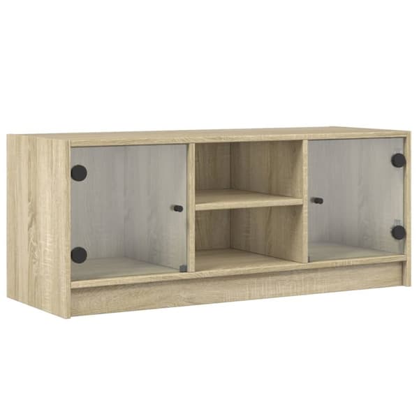 skab med glaslåger 102x37x42 cm sonoma-eg