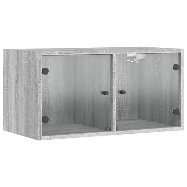 skab med glaslåger 68,5x37x35 cm grå sonoma-eg