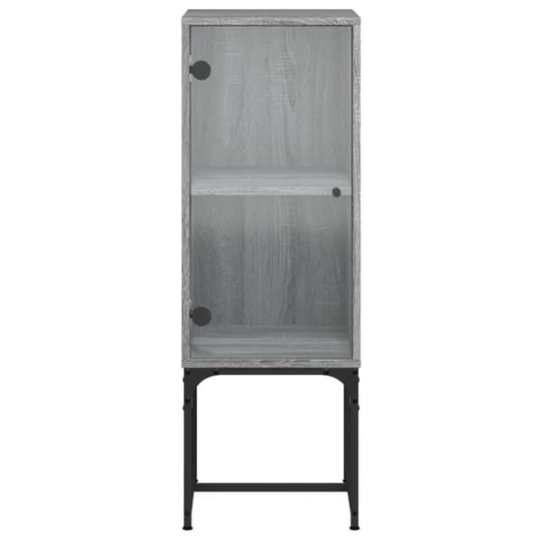 skab med glaslåge 35x37x100 cm grå sonoma-eg