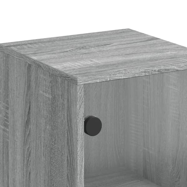 skab med glaslåge 35x37x100 cm grå sonoma-eg