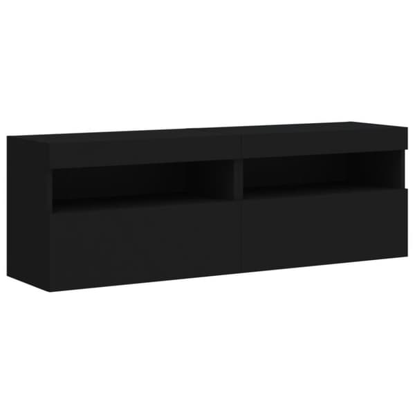 Väggmonterade tv-skåp 8 delar med LEDs svart