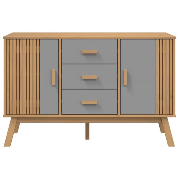 skænk OLDEN 114x43x73,5 cm massivt fyrretræ grå og brun