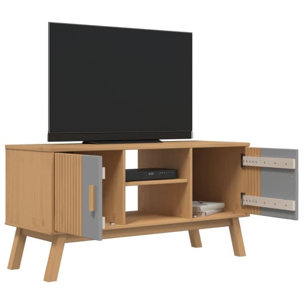 TV-taso OLDEN harmaa ja ruskea 114x43x57 cm täysi mänty