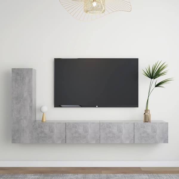 tv-møbel 3 dele konstrueret træ betongrå