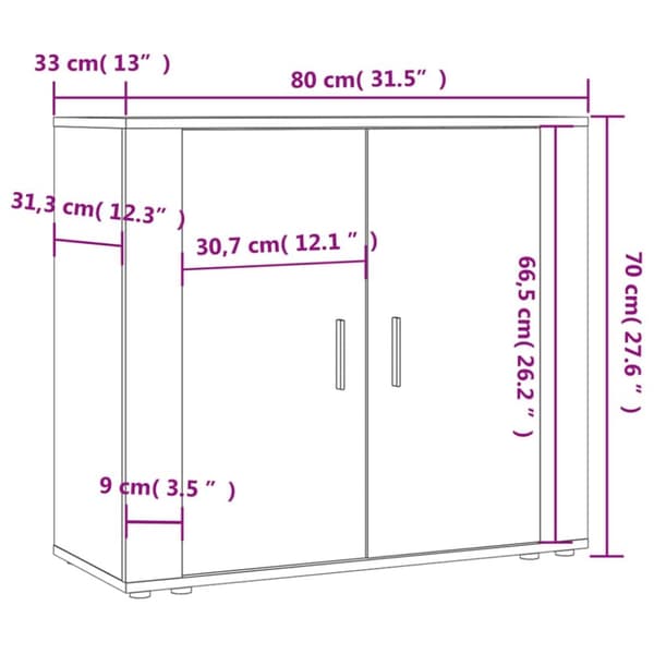 skænk 80x33x70 cm konstrueret træ grå sonoma-eg