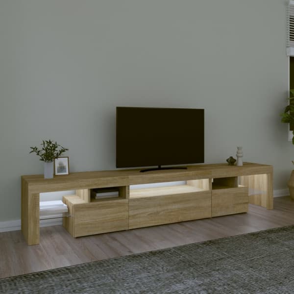 Tv-bänk med LED-belysning sonoma ek 215x36,5x40 cm
