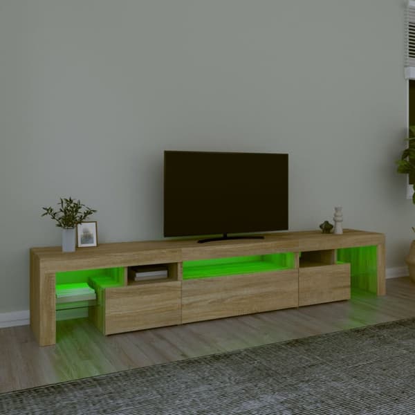 Tv-bänk med LED-belysning sonoma ek 215x36,5x40 cm