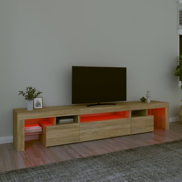 Tv-bänk med LED-belysning sonoma ek 215x36,5x40 cm