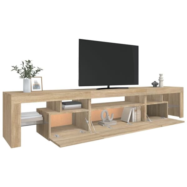 Tv-bänk med LED-belysning sonoma ek 215x36,5x40 cm
