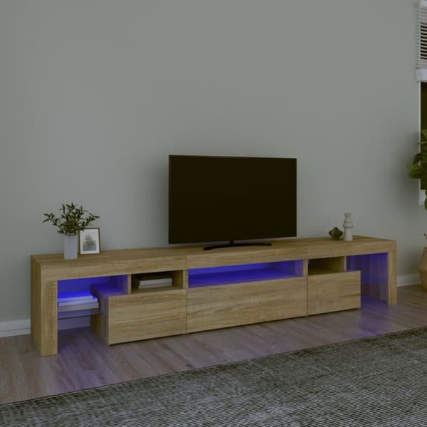 Tv-bänk med LED-belysning sonoma ek 215x36,5x40 cm