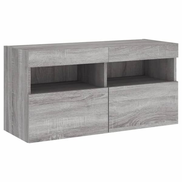 Väggmonterad tv-skåp LED grå sonoma-ek 80x30x40 cm