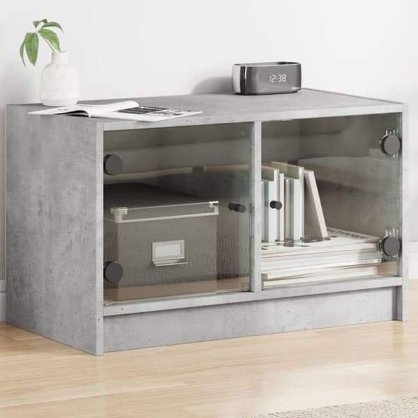 skab med glaslåger 68x37x42 cm betongrå