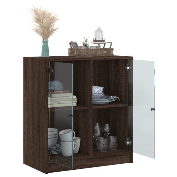 skab med glaslåger 68x37x75,5 cm brun egetræsfarve