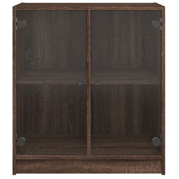 skab med glaslåger 68x37x75,5 cm brun egetræsfarve