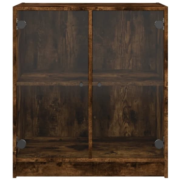 skab med glaslåger 68x37x75,5 cm røget egetræsfarve