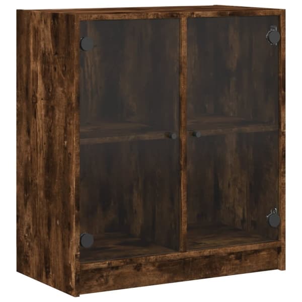 skab med glaslåger 68x37x75,5 cm røget egetræsfarve