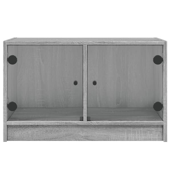 TV-bänk med glasdörrar grå sonoma 68x37x42 cm