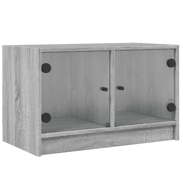 TV-bänk med glasdörrar grå sonoma 68x37x42 cm