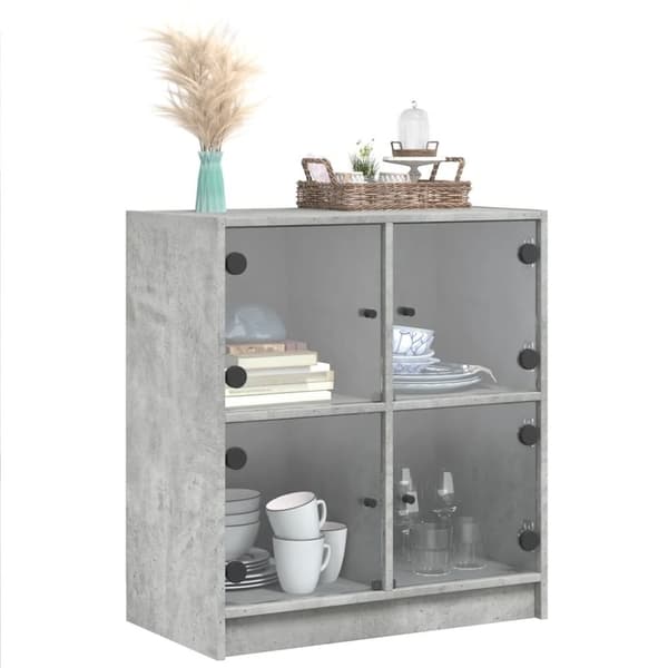 skab med glaslåger 68x37x75,5 cm betongrå