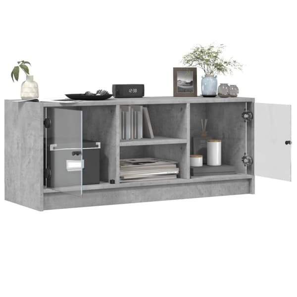 skab med glaslåger 102x37x42 cm betongrå