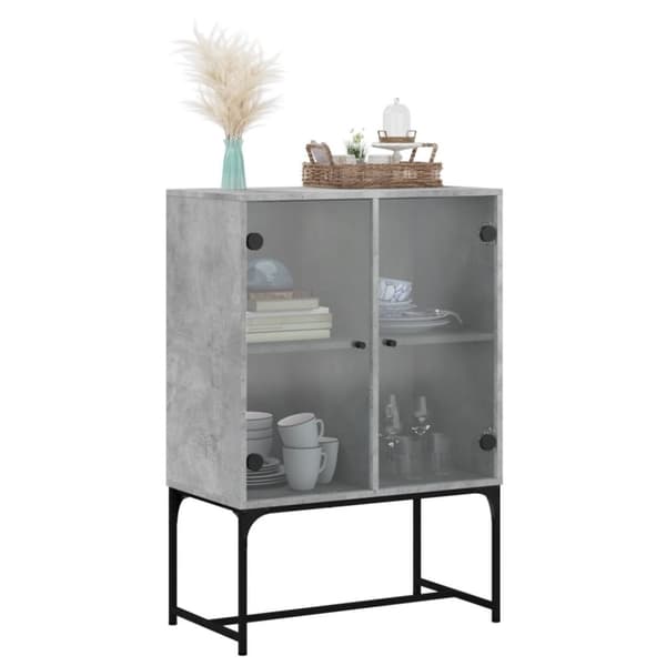 skab med glaslåger 69x37x100 cm betongrå