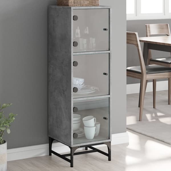 skab med glaslåger 35x37x120 cm betongrå