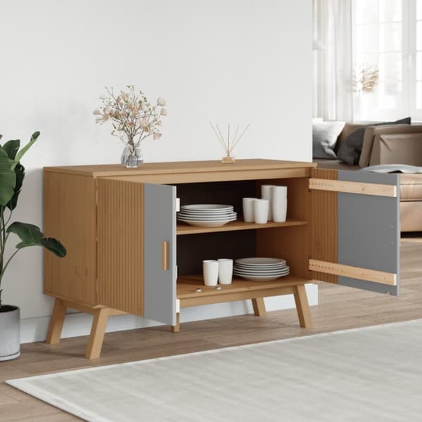 Senkki OLDEN harmaa ja ruskea 114x43x73,5 cm täysi mänty