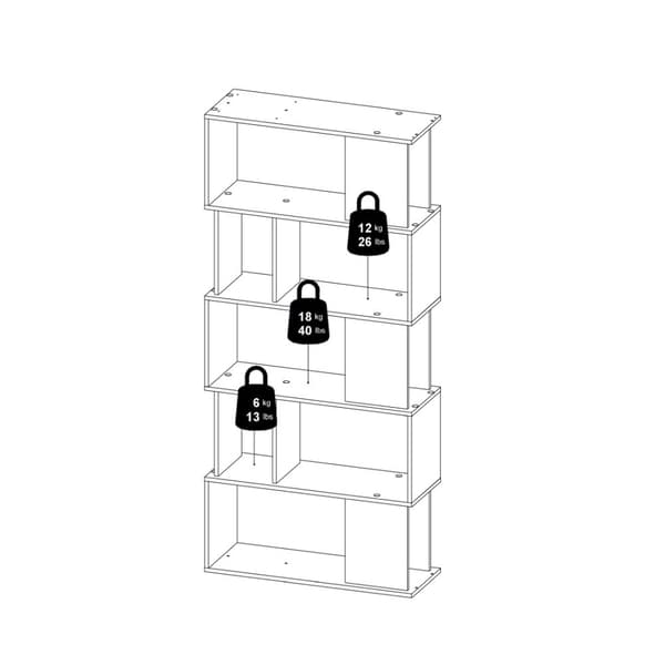 Maze reol valnød dekor hvid.