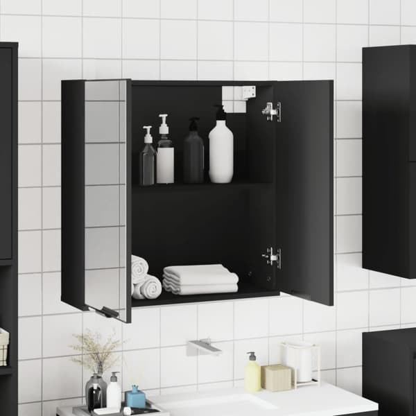 vidaXL Kylpyhuoneen peilikaappi musta 64x20x67 cm tekninen puu