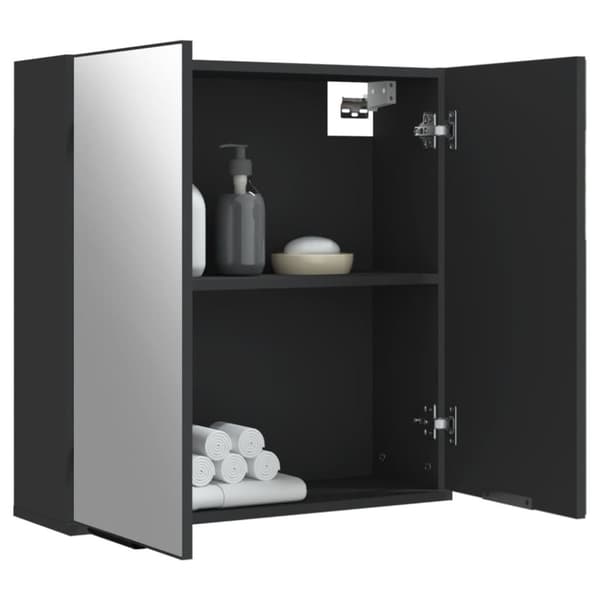 vidaXL Kylpyhuoneen peilikaappi musta 64x20x67 cm tekninen puu