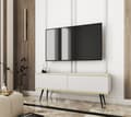 Miniatyrbild 1 av 2: Tv-skåp I Vit Färg Med Svarta ben, D: L: 135 Cm, ​​H: 30 Cm, D: 32 Cm. Vardagsrumsmöbler, tv-bänk, tv-bord