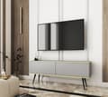 Miniatyrbillede 1 af 2: Tv-skab I Grå Farve Med Sorte ben, D: L: 135 Cm, ​​H: 30 Cm, D: 32 Cm. Stuemøbler, tv-stativ, tv-bord