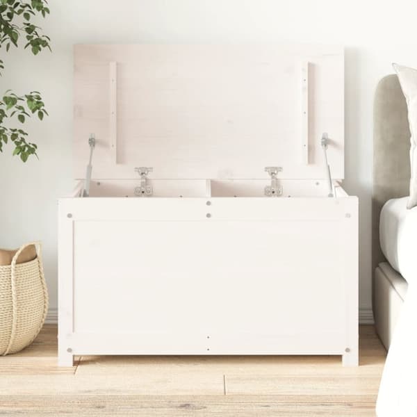 vidaXL opbevaringskasse 80x40x45,5 cm massivt fyrretræ hvid -  Skabe & opbevaring