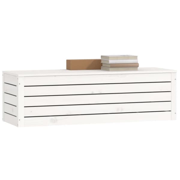 vidaXL opbevaringskasse 109x36,5x33 cm massivt fyrretræ hvid -  Skabe & opbevaring