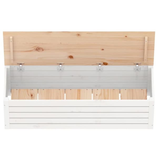 vidaXL opbevaringskasse 109x36,5x33 cm massivt fyrretræ hvid -  Skabe & opbevaring