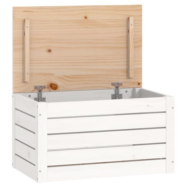 vidaXL opbevaringskasse 59,5x36,5x33 cm massivt fyrretræ hvid -  Skabe & opbevaring