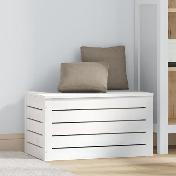 vidaXL opbevaringskasse 59,5x36,5x33 cm massivt fyrretræ hvid -  Skabe & opbevaring