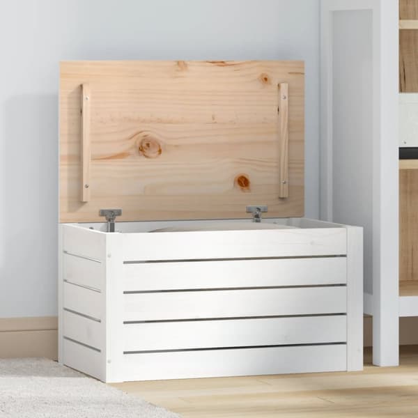 vidaXL opbevaringskasse 59,5x36,5x33 cm massivt fyrretræ hvid -  Skabe & opbevaring