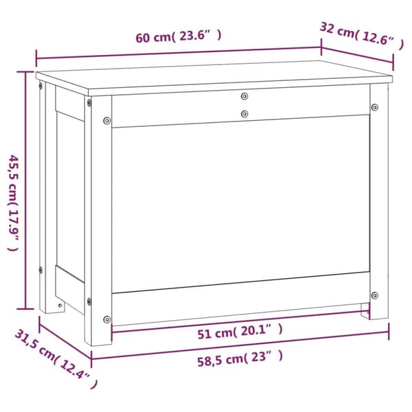 vidaXL opbevaringskasse 60x32x45,5 cm massivt fyrretræ -  Skabe & opbevaring