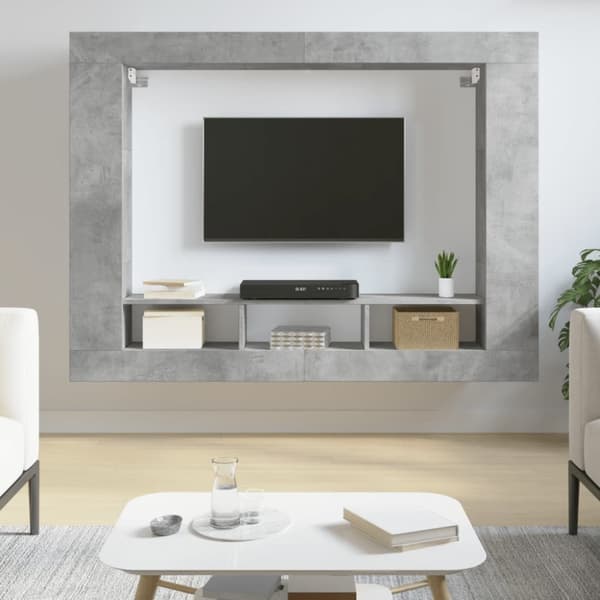 vidaXL tv-møbel 152x22x113 cm konstrueret træ betongrå - Skabe & opbevaring
