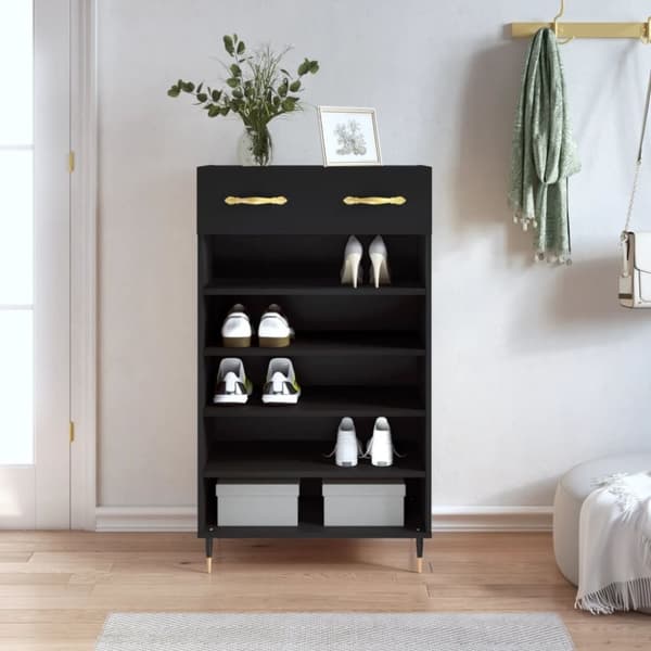 vidaXL Kenkäkaappi musta 60x35x105 cm tekninen puu -  Kaapit & säilytysratkaisut