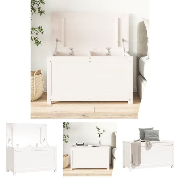 The Living Store Förvaringslåda vit 80x40x45,5 cm massiv furu -  Skåp & lagring