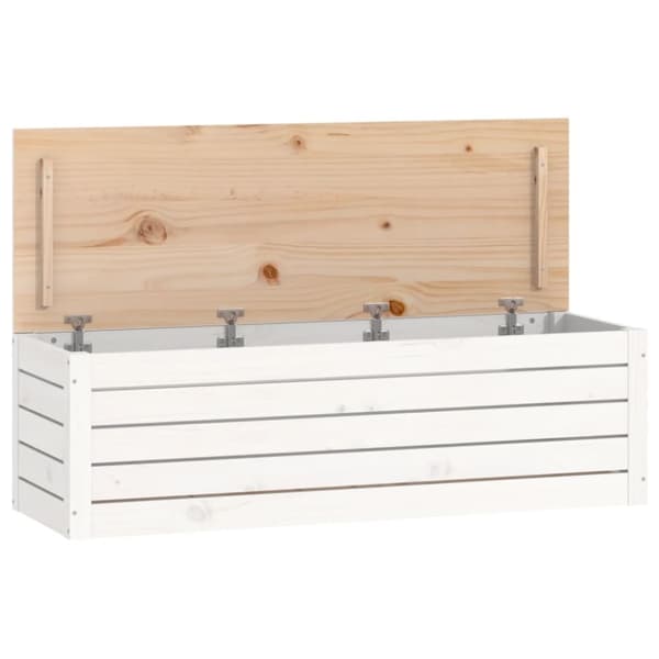 The Living Store opbevaringskasse 109x36,5x33 cm massivt fyrretræ hvid -  Skabe & opbevaring