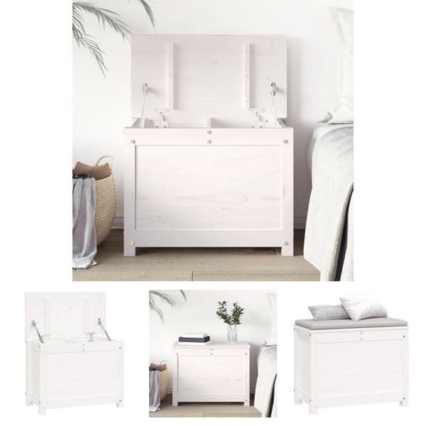 The Living Store opbevaringskasse 60x32x45,5 cm massivt fyrretræ hvid -  Skabe & opbevaring