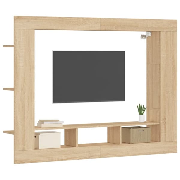 The Living Store tv-møbel 152x22x113 cm konstrueret træ sonoma-eg - Skabe & opbevaring