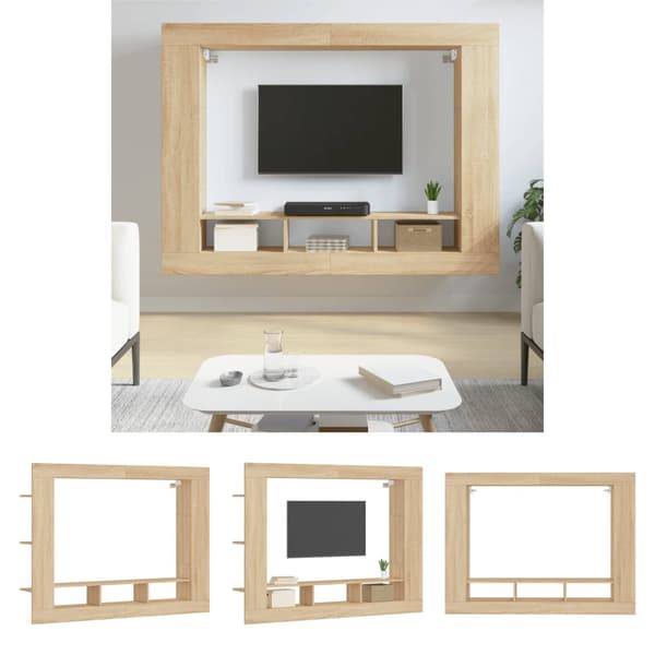 The Living Store tv-møbel 152x22x113 cm konstrueret træ sonoma-eg - Skabe & opbevaring