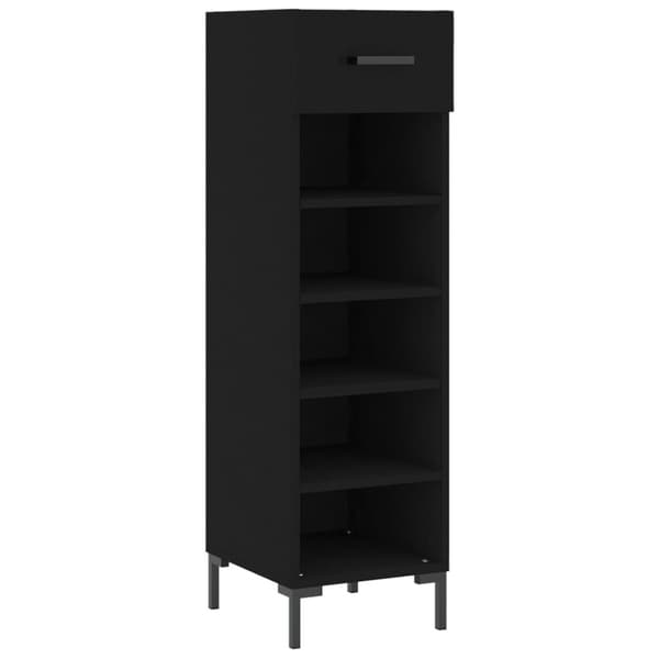The Living Store skoskab 30x35x105 cm konstrueret træ sort - Skabe & opbevaring