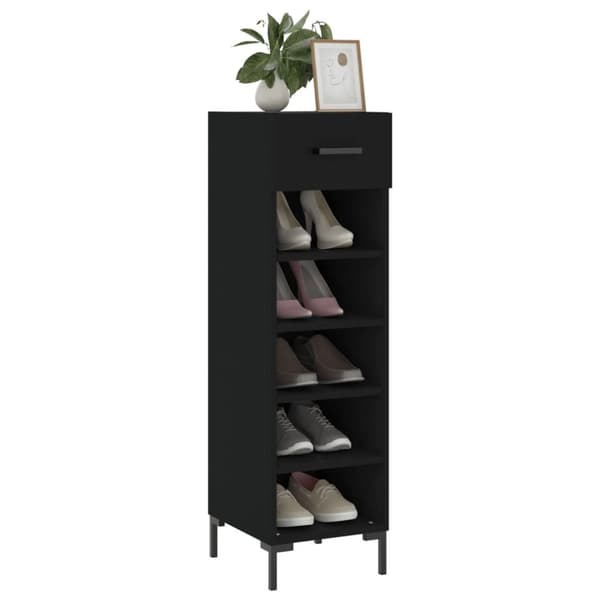 The Living Store skoskab 30x35x105 cm konstrueret træ sort - Skabe & opbevaring