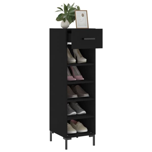 The Living Store skoskab 30x35x105 cm konstrueret træ sort - Skabe & opbevaring